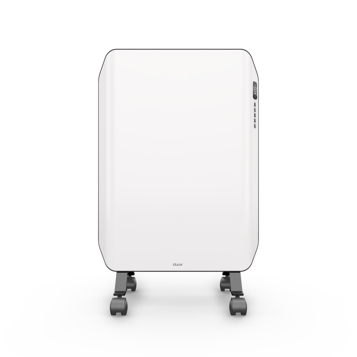 Electric panel heater, front view on white